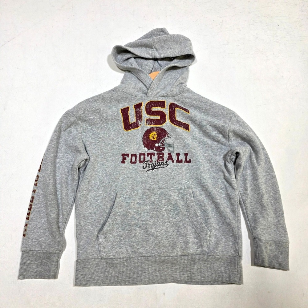 USC Trojans Football Hoodie Youth S 6/7 Gray Fleece Pullover Sweatshirt NCAA
